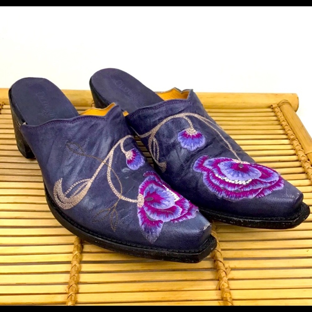 OLD GRINGO Purple Floral Embroidered Western Mules